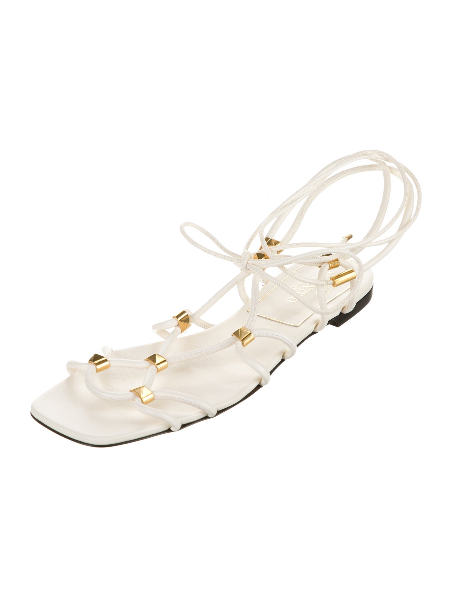 Valentino Leather Studded Accents Gladiator Sandals
