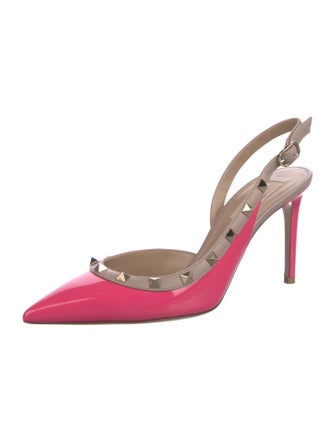 Valentino Rockstud Accents Leather Slingback Pumps
