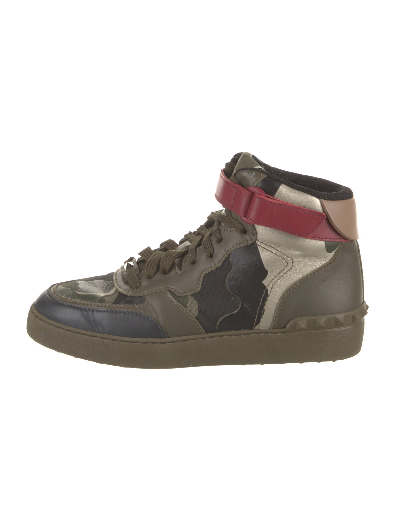 Valentino Rockstud Accents Leather Sneakers