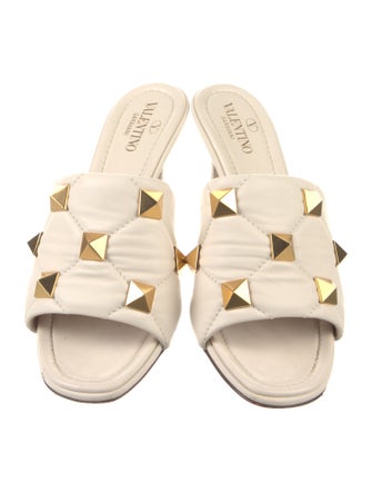 Valentino Rockstud Accents Leather Slides