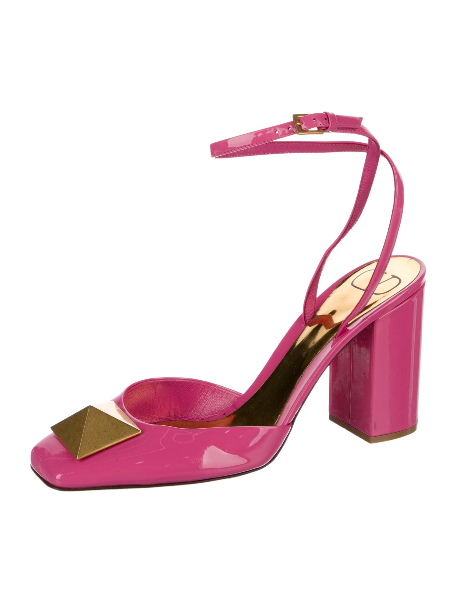 Valentino Rockstud Accents Patent Leather Slingback Pumps