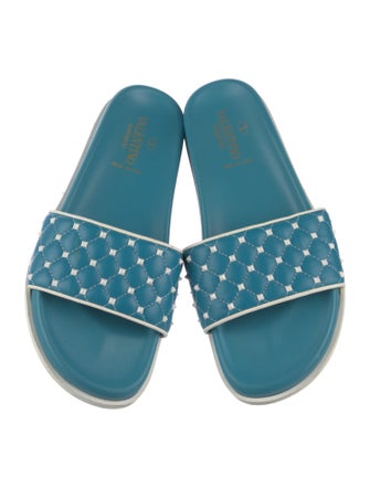 Valentino Quilted Pattern Leather Slides