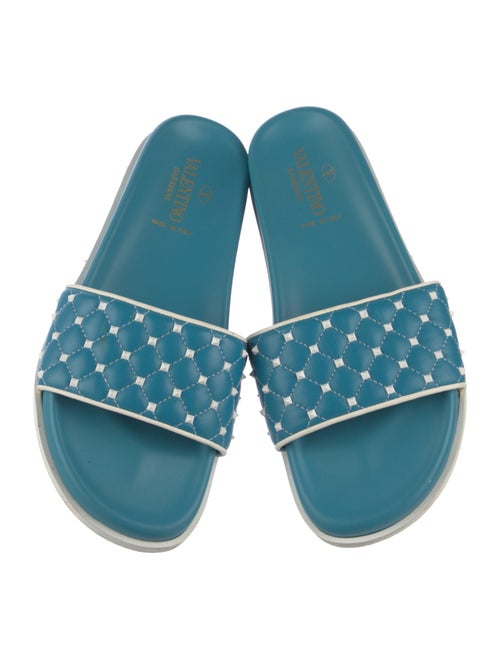 Valentino Quilted Pattern Leather Slides