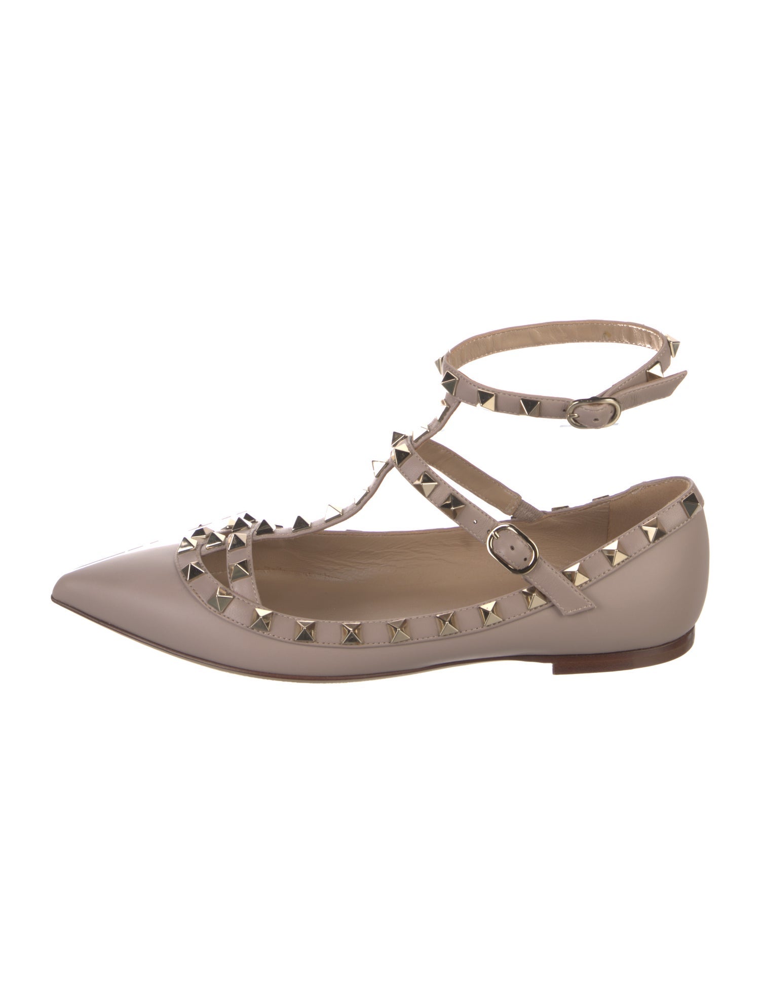 Valentino Rockstud Accents Leather Ballet Flats