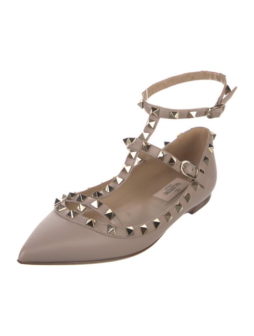 Valentino Rockstud Accents Leather Ballet Flats