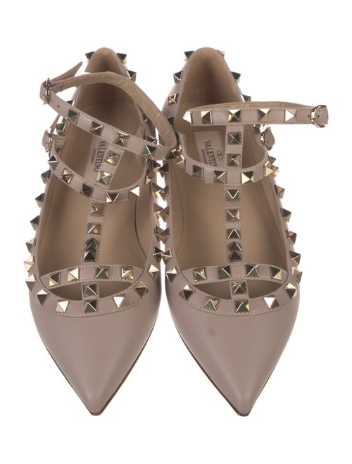 Valentino Rockstud Accents Leather Ballet Flats