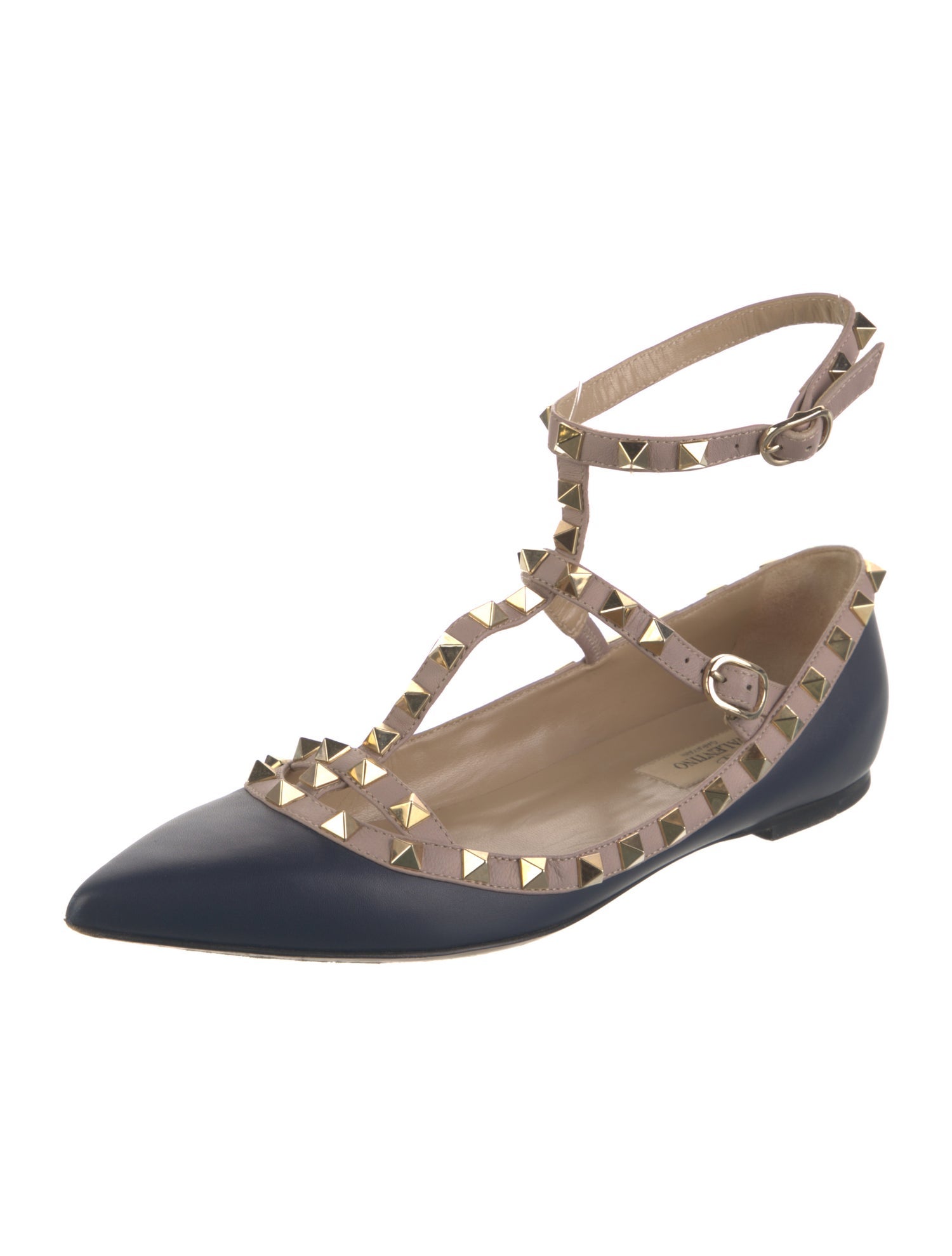 Valentino Rockstud Accents Leather Ballet Flats