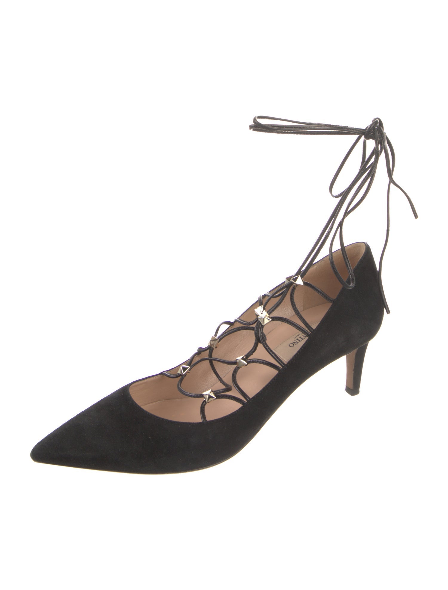 Valentino Rockstud Accents Suede Pumps