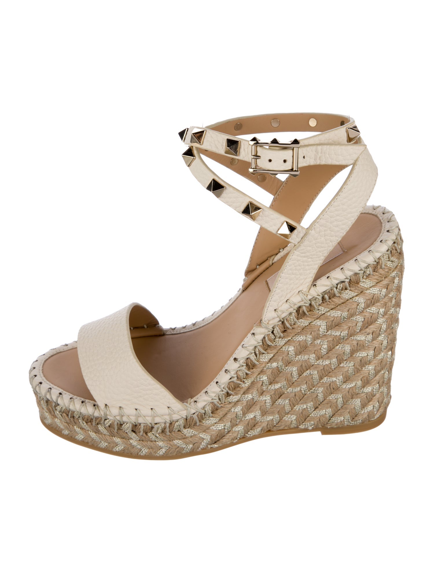Valentino Rockstud Accents Leather Espadrilles w/ Tags