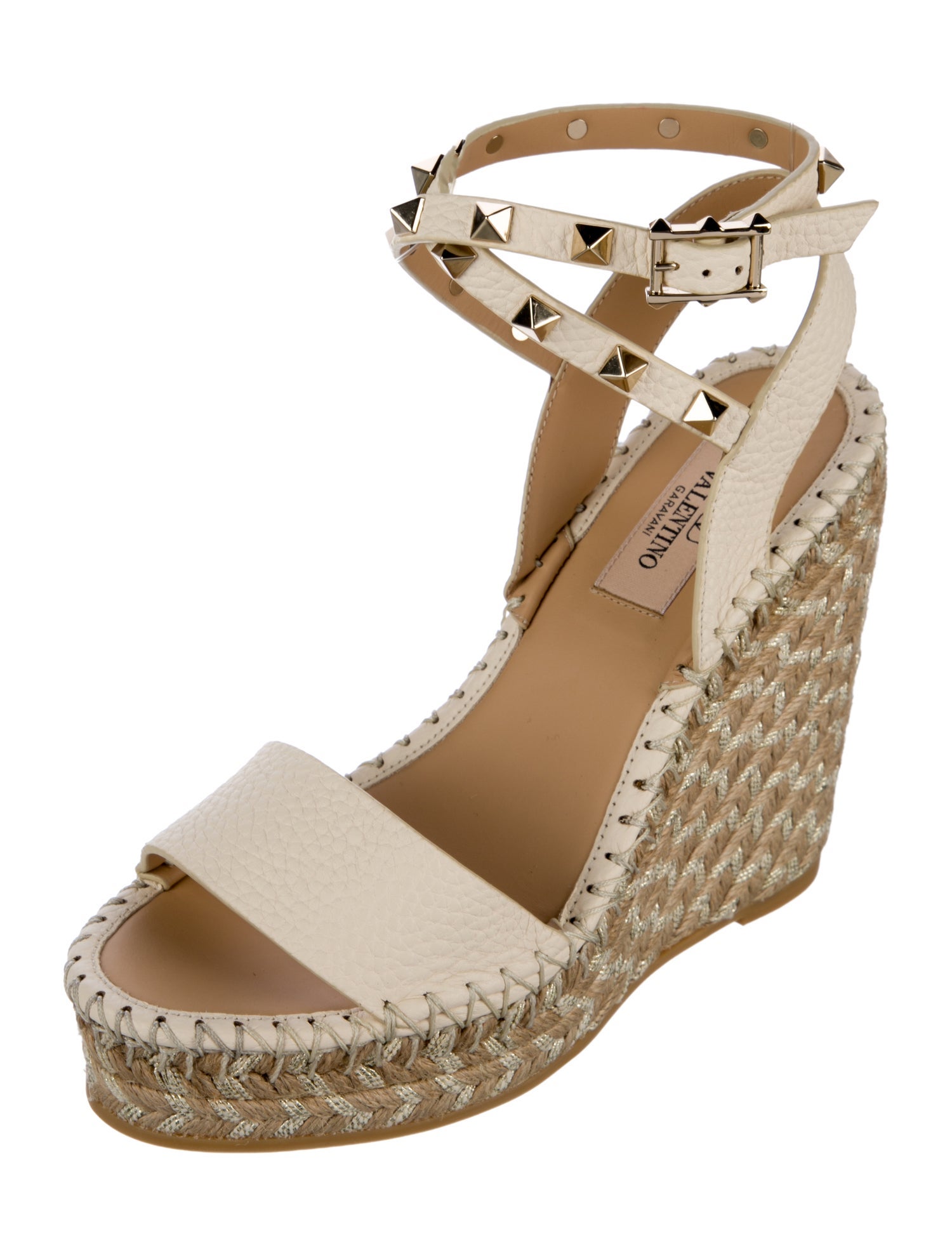 Valentino Rockstud Accents Leather Espadrilles w/ Tags