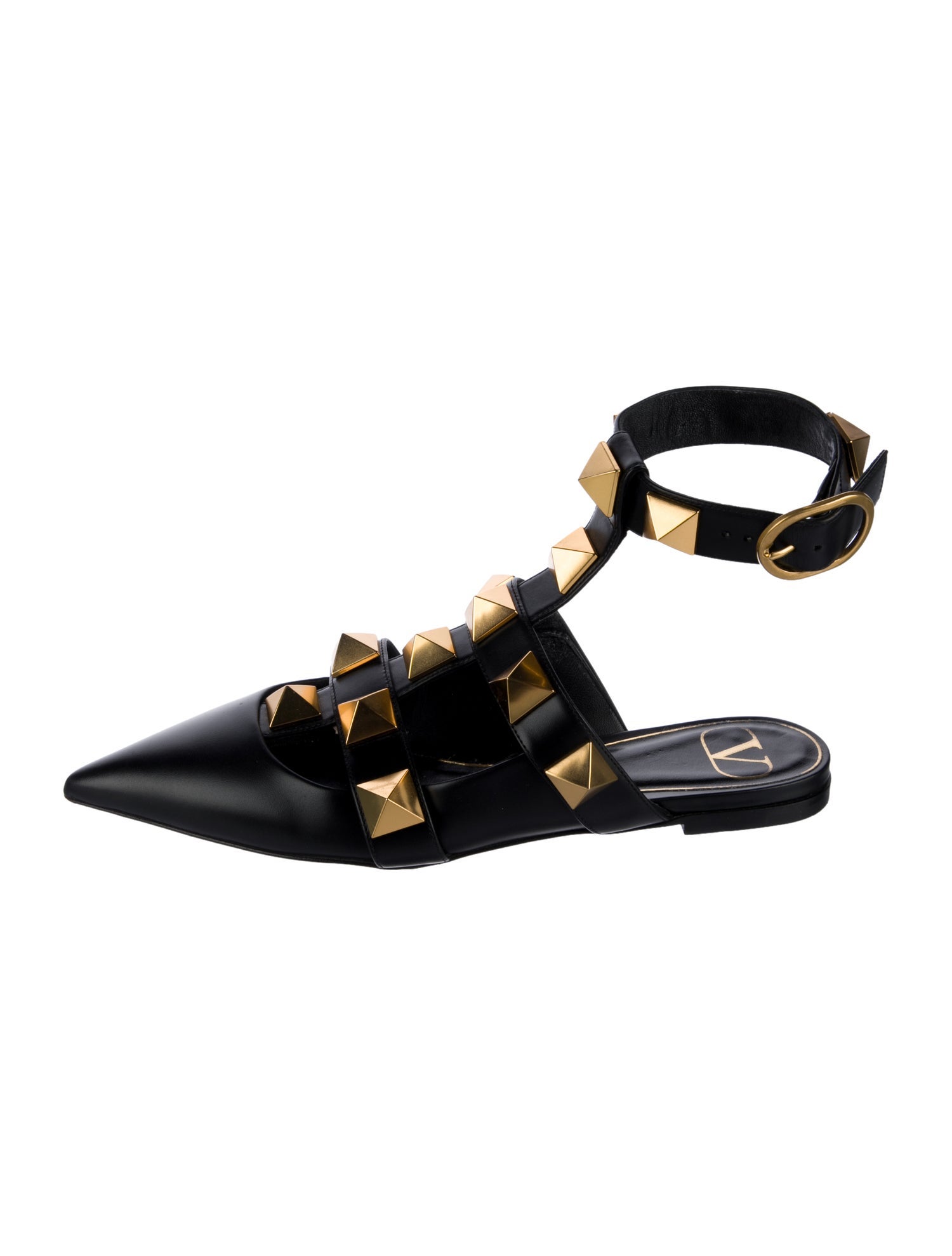 Valentino Rockstud Accents Leather Mules