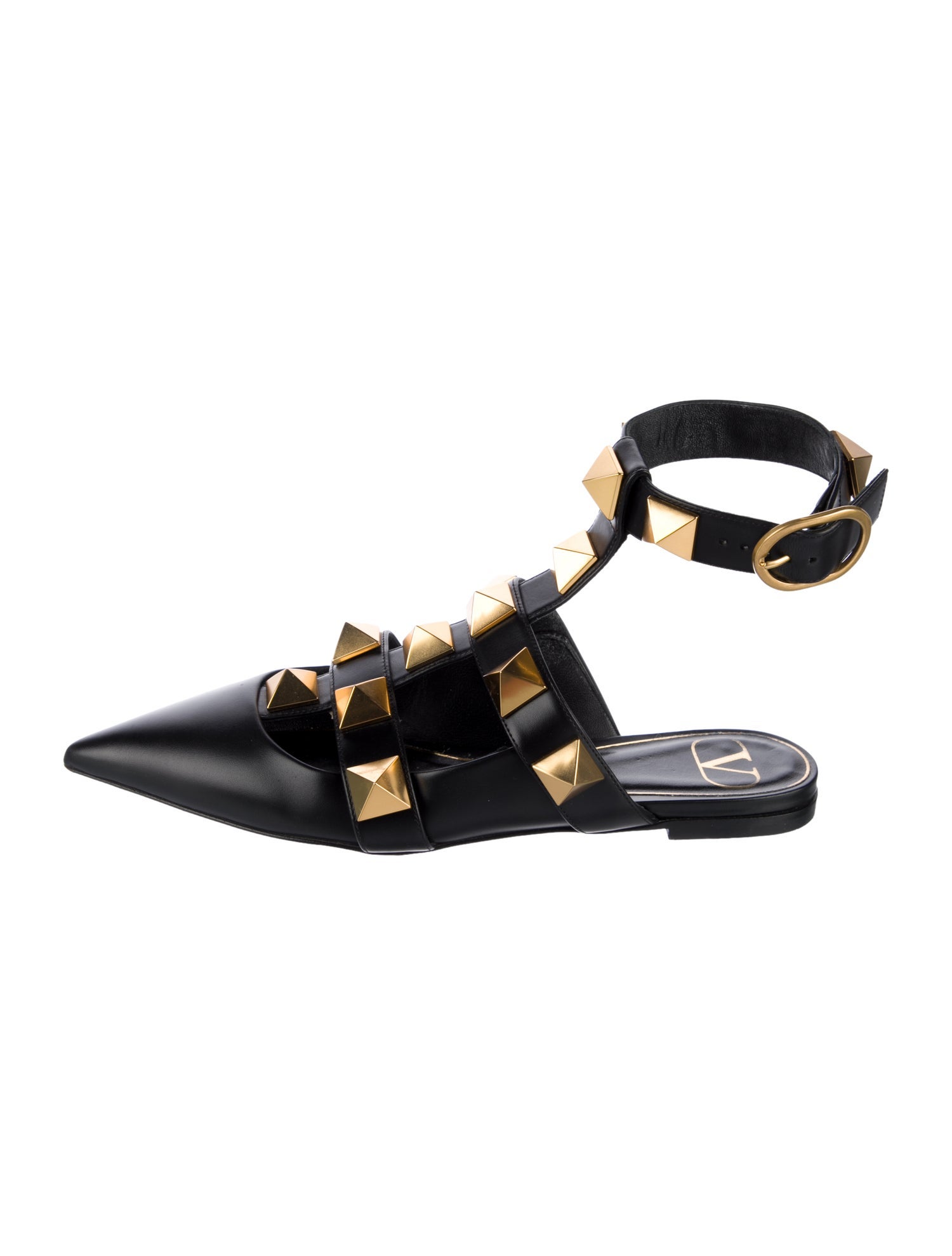 Valentino Rockstud Accents Leather Mules