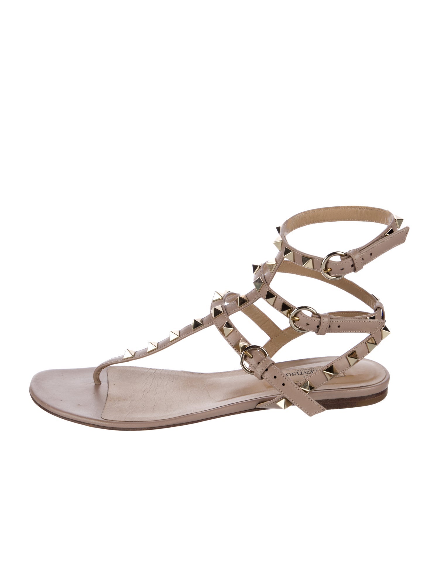 Valentino Rockstud Accents Leather Gladiator Sandals