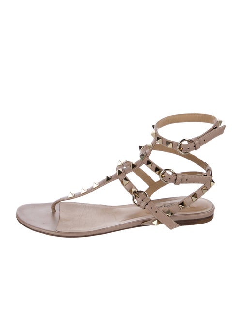 Valentino Rockstud Accents Leather Gladiator Sandals
