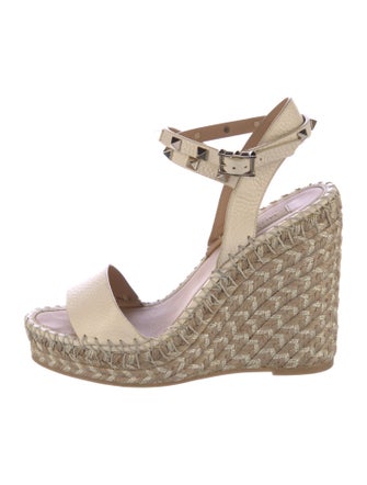 Valentino Rockstud Accents Leather Espadrilles