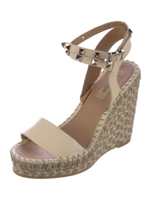 Valentino Rockstud Accents Leather Espadrilles