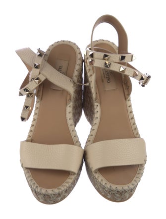 Valentino Rockstud Accents Leather Espadrilles