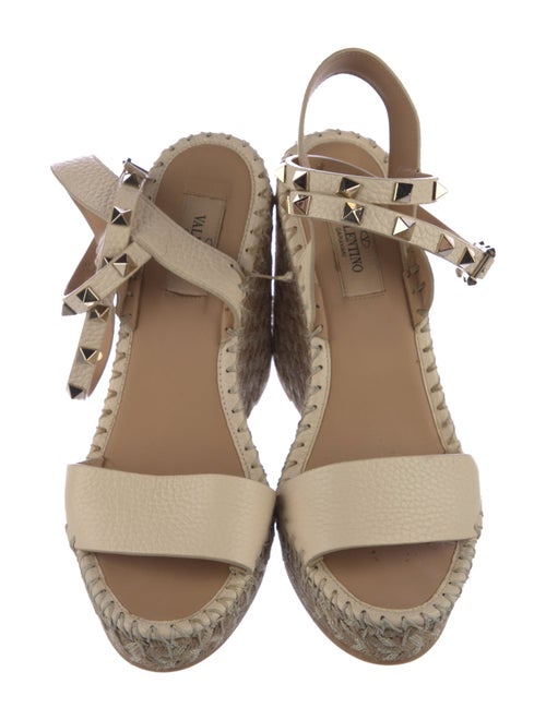 Valentino Rockstud Accents Leather Espadrilles