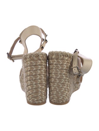 Valentino Rockstud Accents Leather Espadrilles