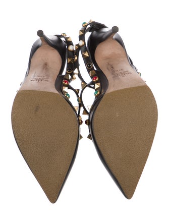 Valentino Rockstud Accents Leather T-Strap Pumps