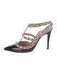 Valentino Rockstud Accents Patent Leather T-Strap Pumps