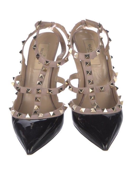 Valentino Rockstud Accents Patent Leather T-Strap Pumps