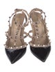 Valentino Rockstud Accents Patent Leather T-Strap Pumps
