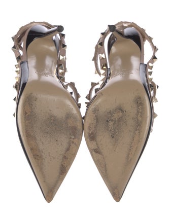 Valentino Rockstud Accents Patent Leather T-Strap Pumps