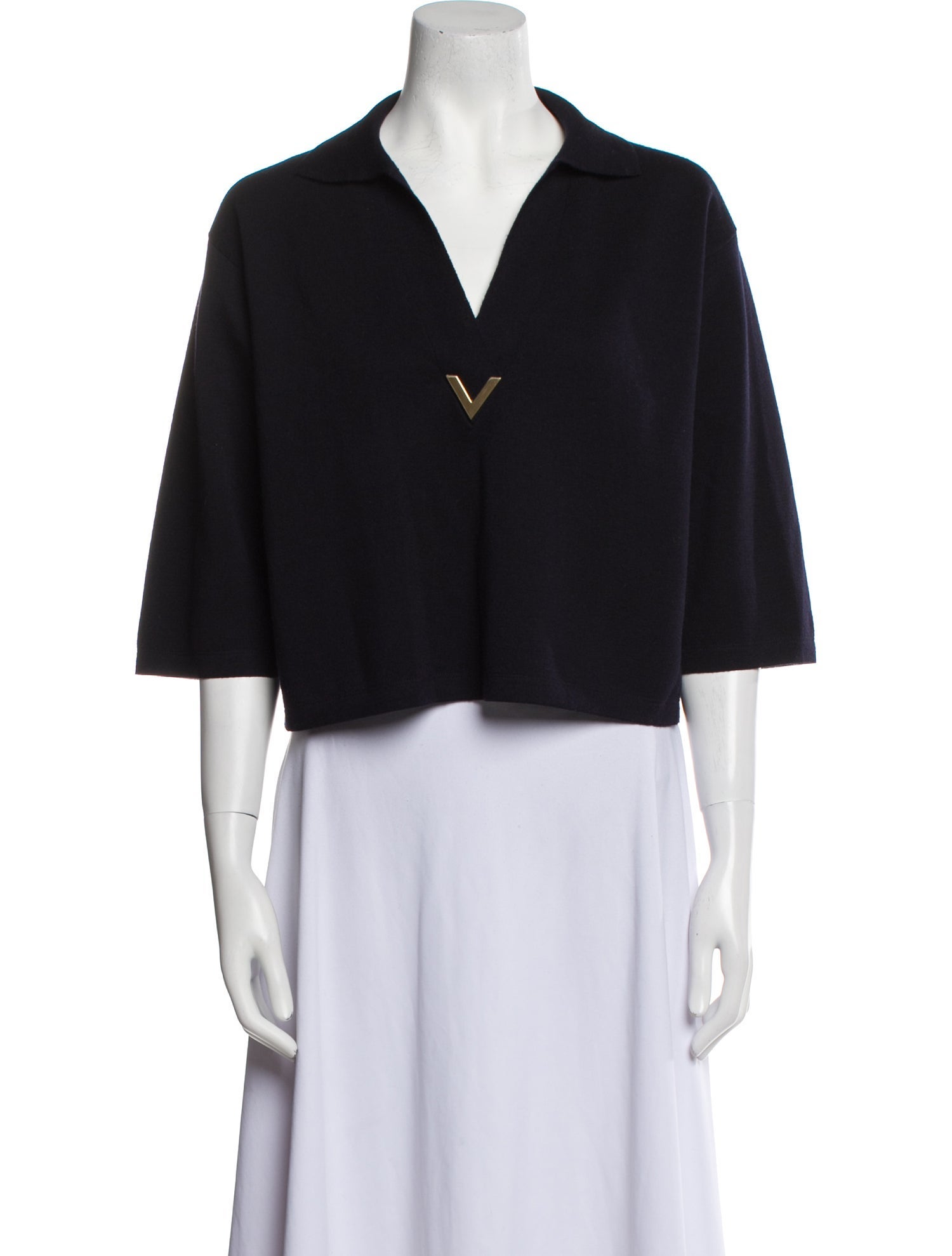 Valentino Virgin Wool V-Neck Crop Top