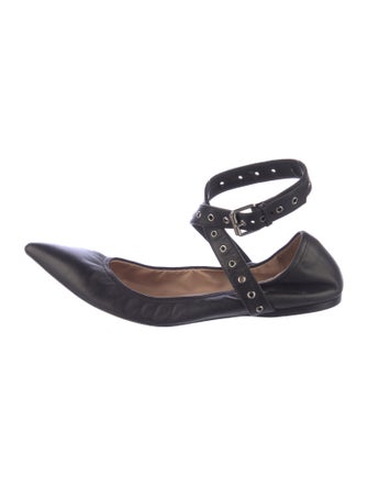Valentino Leather Eyelet Trim Ballet Flats