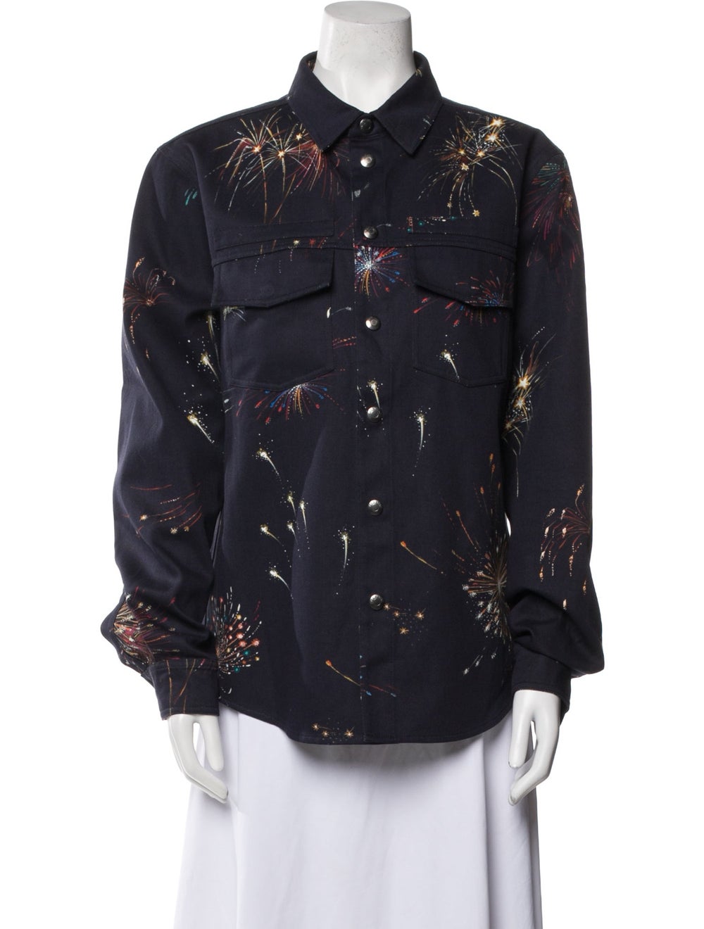 Valentino Jacket Blue Printed Pointed Collar - image 1