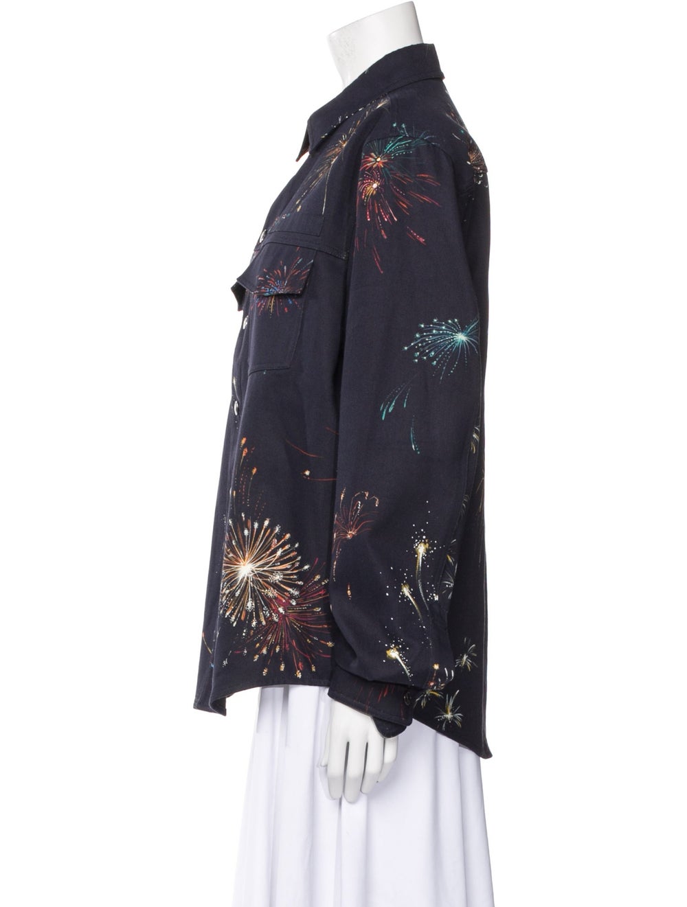 Valentino Jacket Blue Printed Pointed Collar - image 2