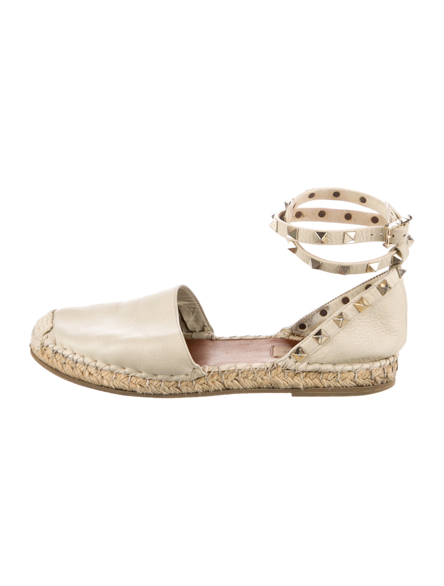 Valentino Rockstud Accents Leather Espadrilles