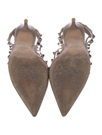 Valentino Rockstud Accents Leather T-Strap Pumps