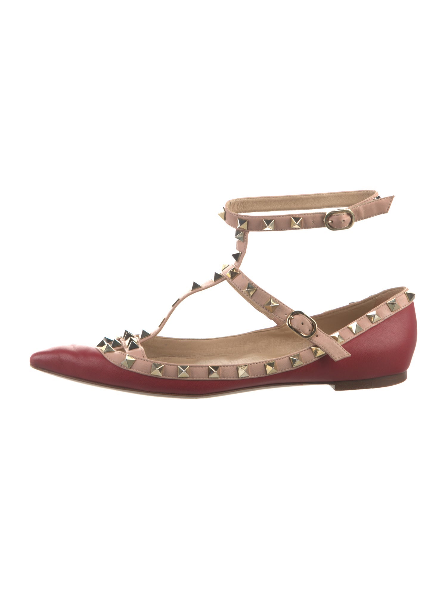 Valentino Rockstud Accents Leather Ballet Flats