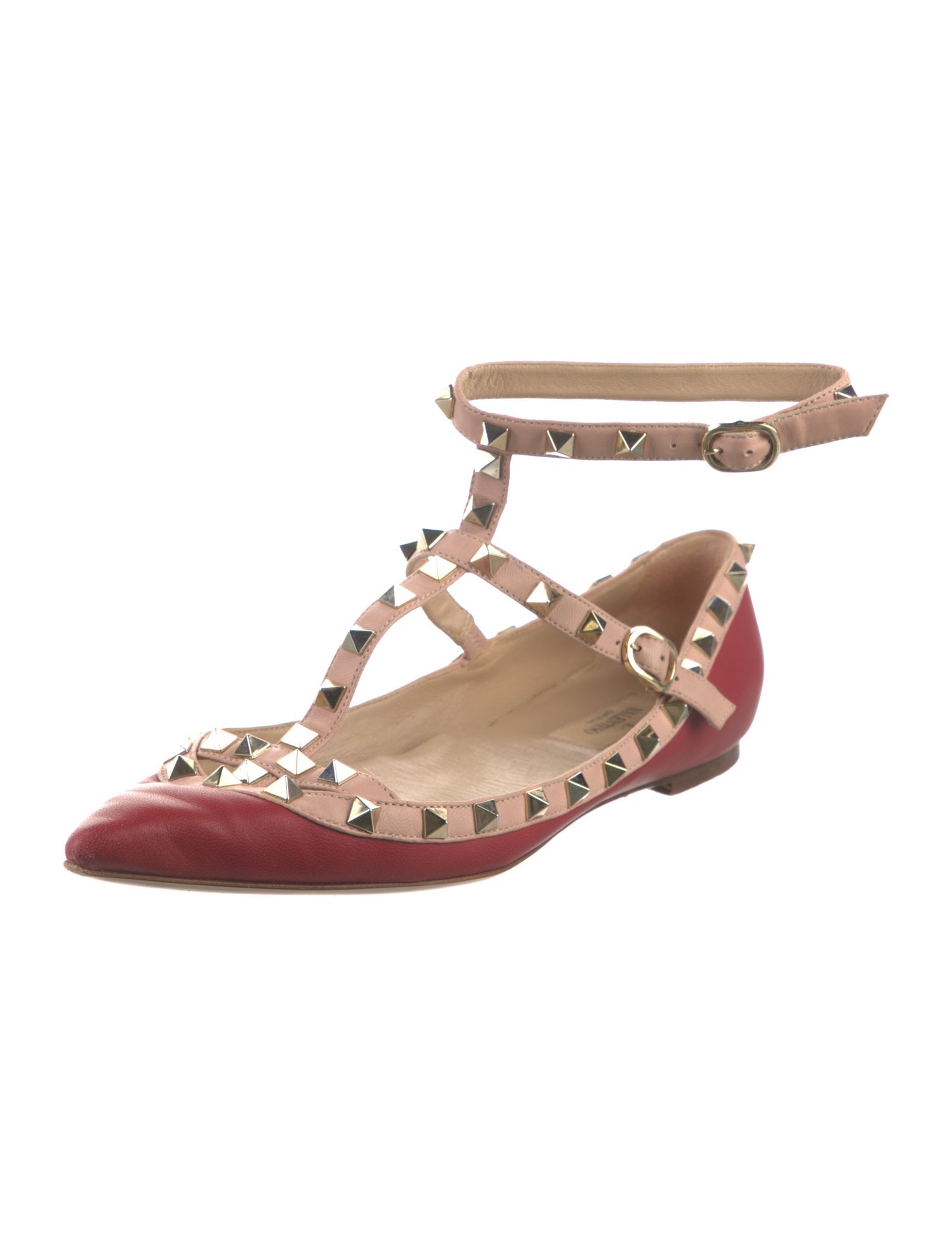 Valentino Rockstud Accents Leather Ballet Flats