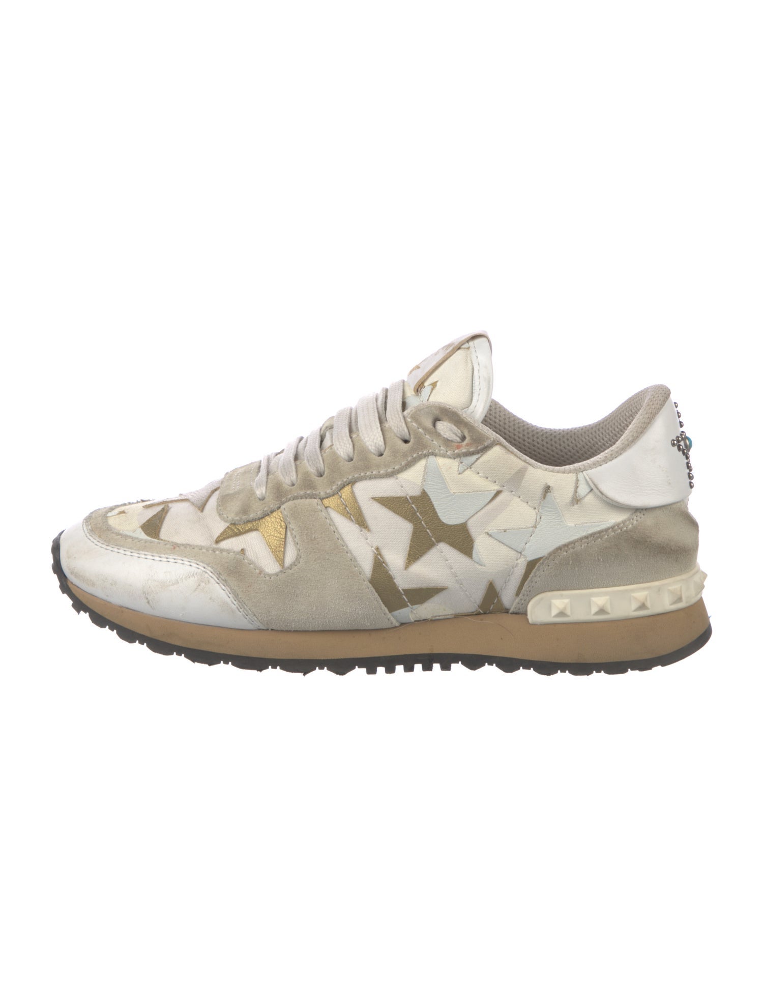 Valentino Rockstud Accents Leather Sneakers
