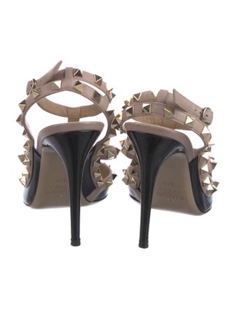 Valentino Rockstud Accents Patent Leather T-Strap Pumps