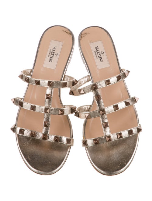 Valentino Rockstud Accents Leather Slides