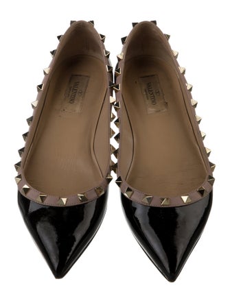 Valentino Rockstud Accents Patent Leather Flats