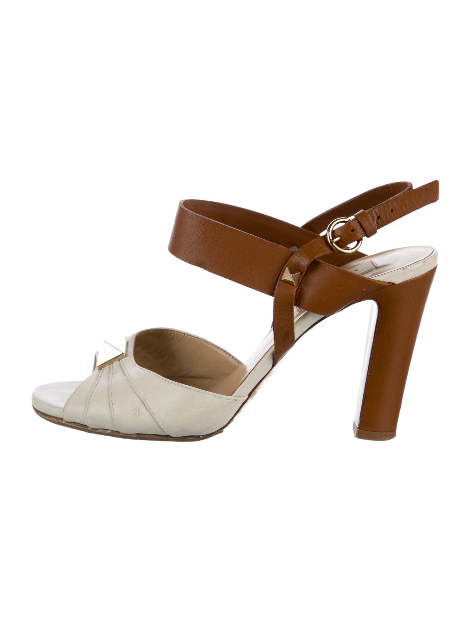 Valentino Rockstud Accents Leather Slingback Sandals