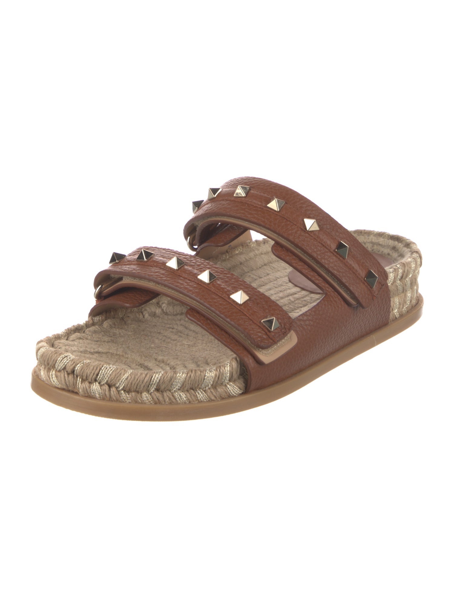 Valentino Rockstud Accents Leather Espadrilles