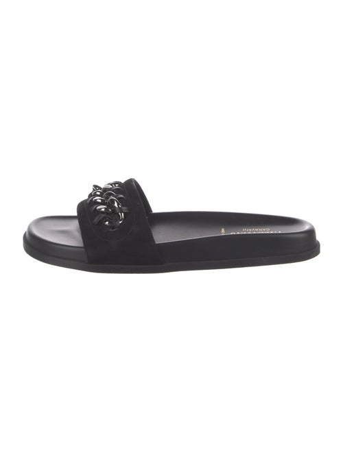 Valentino Chain-Link Accent Suede Slides