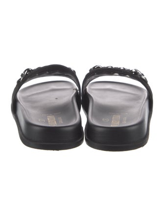 Valentino Chain-Link Accent Suede Slides