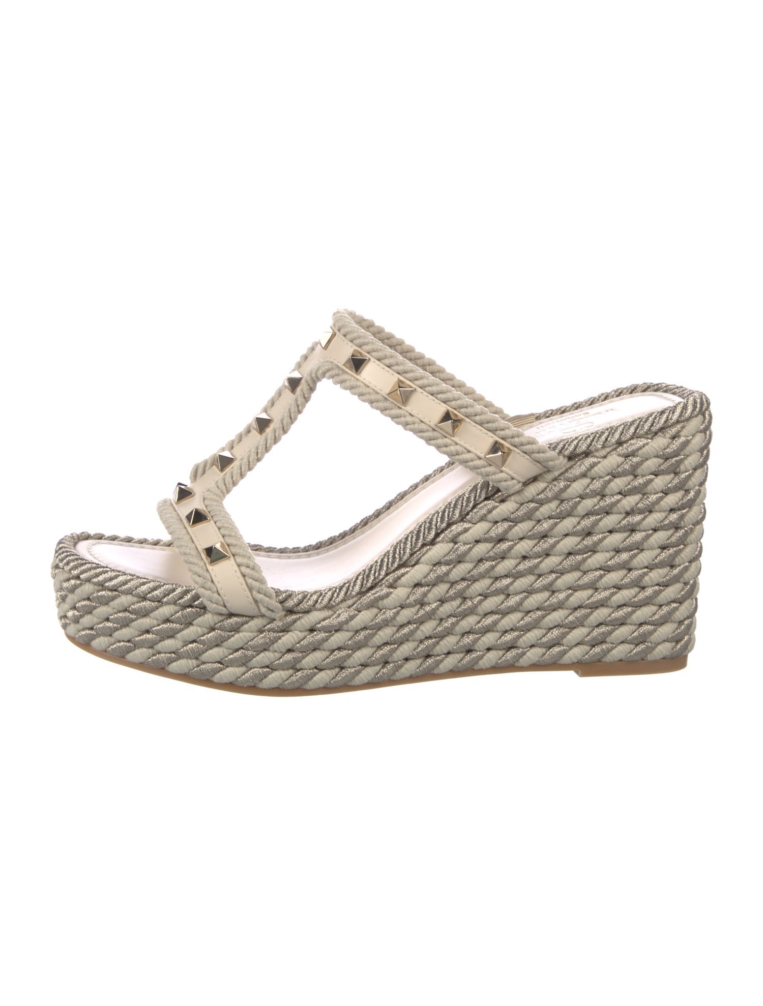 Valentino Rockstud Accents Leather Espadrilles