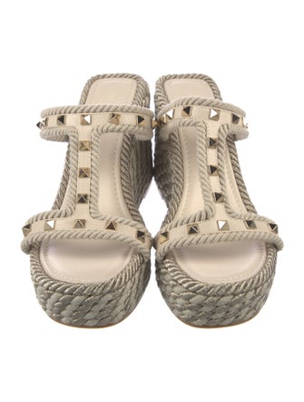 Valentino Rockstud Accents Leather Espadrilles