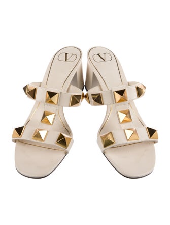 Valentino Rockstud Accents Leather Slides