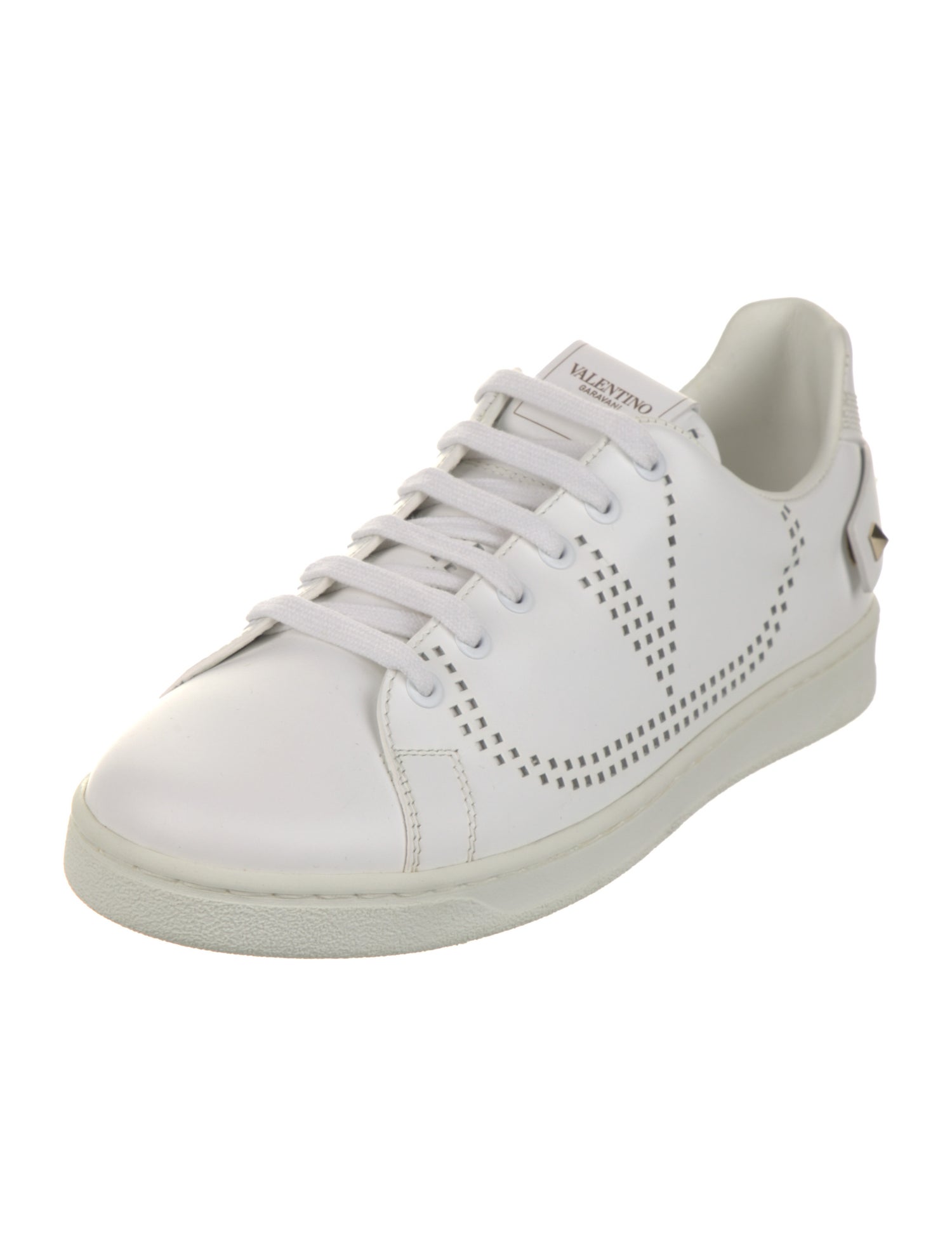 Valentino Rockstud Accents Leather Sneakers