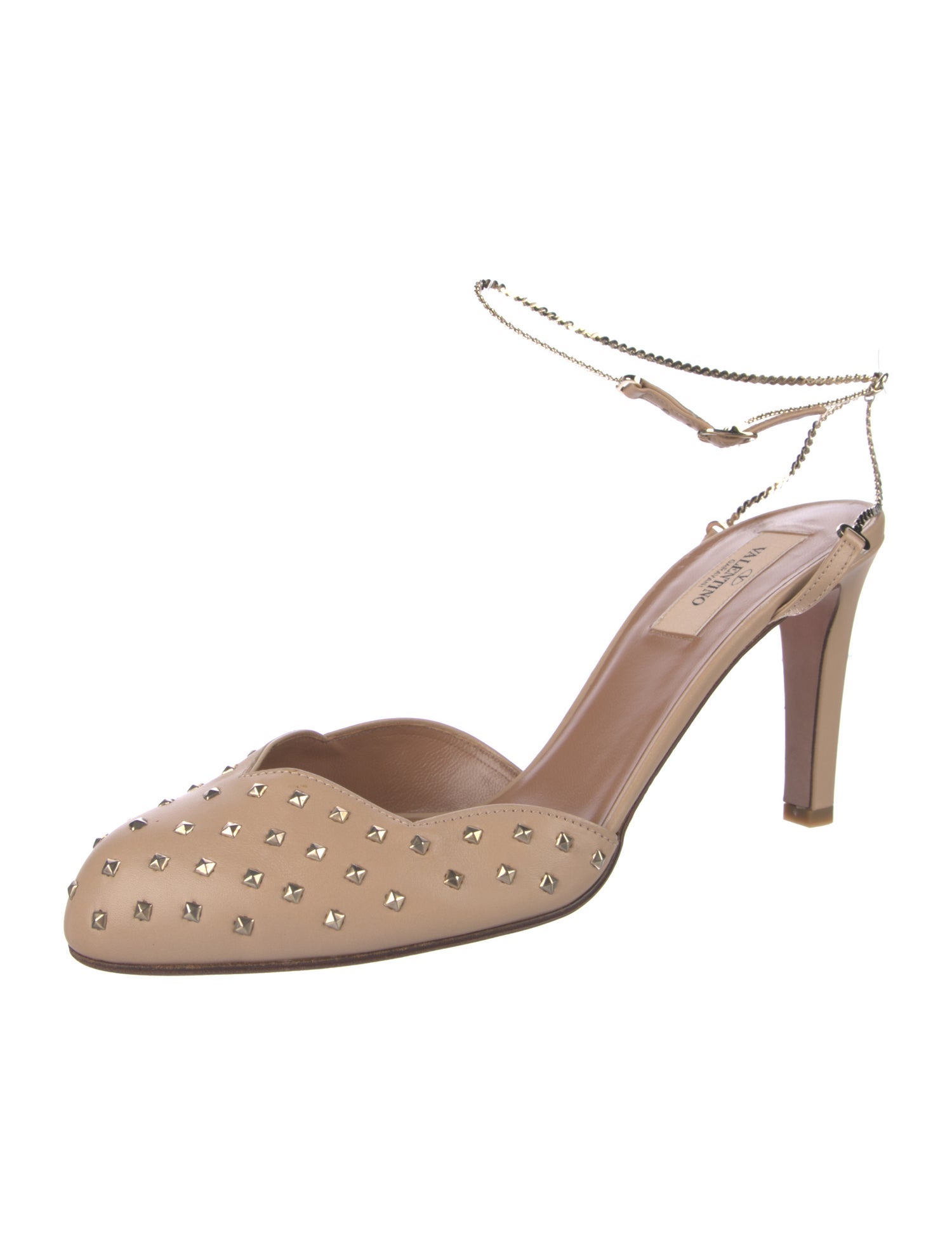 Valentino Rockstud Accents Leather Slingback Pumps