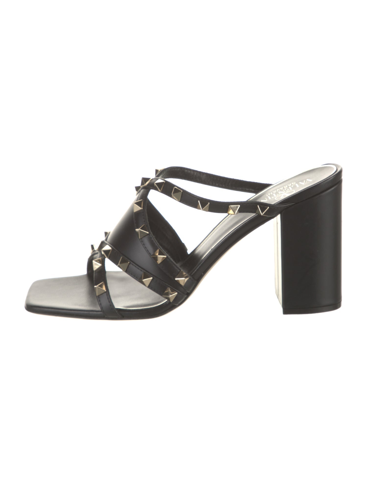 Valentino Rockstud Accents Leather Slides